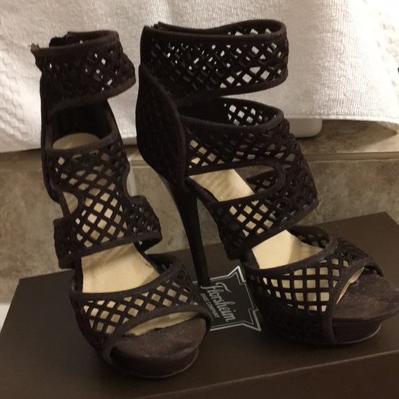 Brown Nyla peep toe shoes - Picture 1 of 5